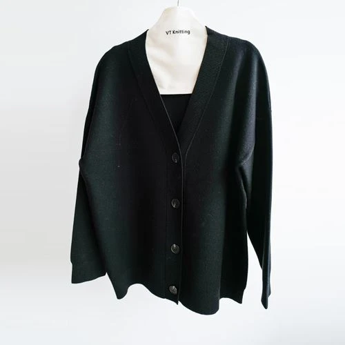 Zwarte wollen cardigan trui dames