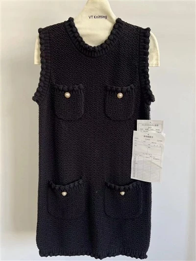 Chanel-stijl jurk Mouwloos geweven jurk