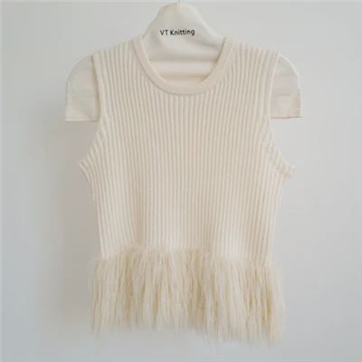 Wit gebreid vest dames