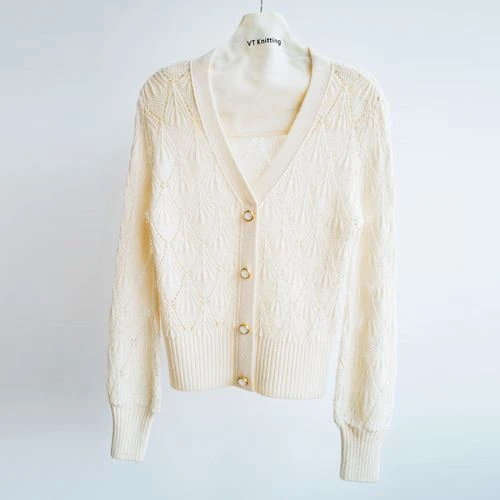 Wit katoenen gebreid vest